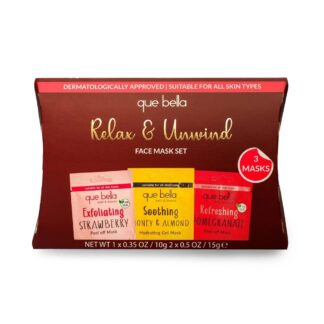 Que Bella Holiday Relax & Unwind Pamper Pouch Soothing Face Mask Gift Set - 1.36 fl oz/3pc