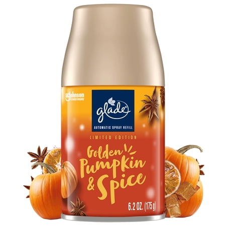 Glade Automatic Air Freshener Refill Spray Stocking Stuffers Golden Pumpkin and Spice 6.2 oz