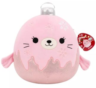 Squishmallows 12" Gladys Pink Seal Ornament with Frosted Bottom Medium Plush Christmas