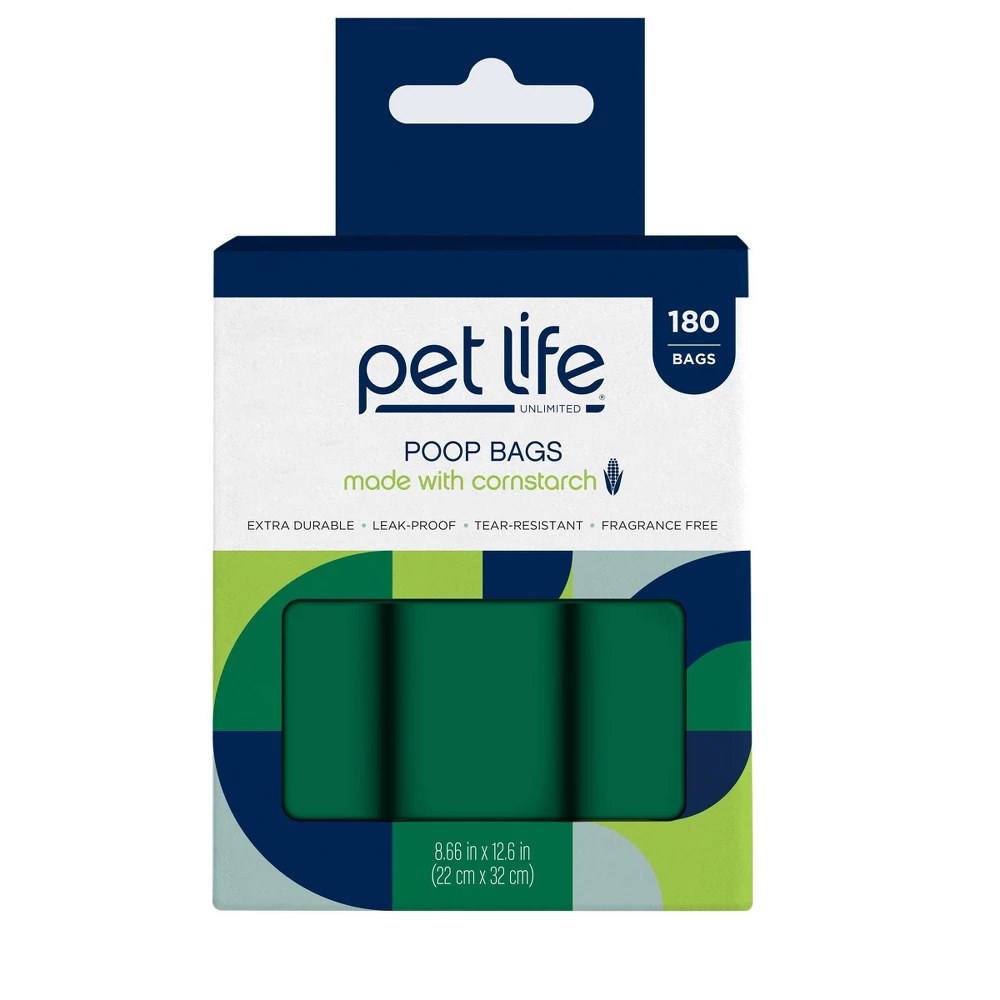 Pet Life Unlimited Leak Proof Waste Bags with Corn Starch for Dogs - 180ct