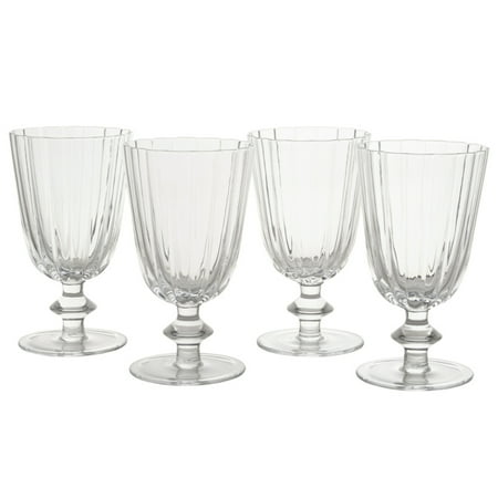Beautiful Scallop Set of 4 Glass Goblet Clear by Drew Barrymore