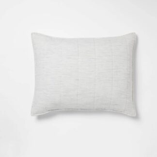 King Space Dyed Cotton Linen Sham Light Gray - Threshold™: OEKO-TEX Certified, Woven Texture, Zipper Closure