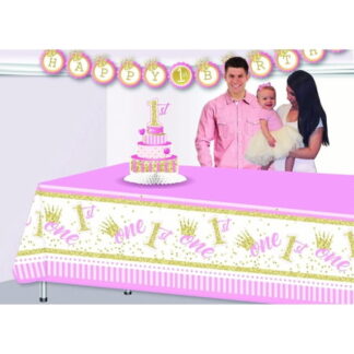1st Birthday Pink Tablecover 1ct