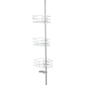 HomeZone 3 Tier Extension Pole Corner Shower Caddy with Shelves - Chrome