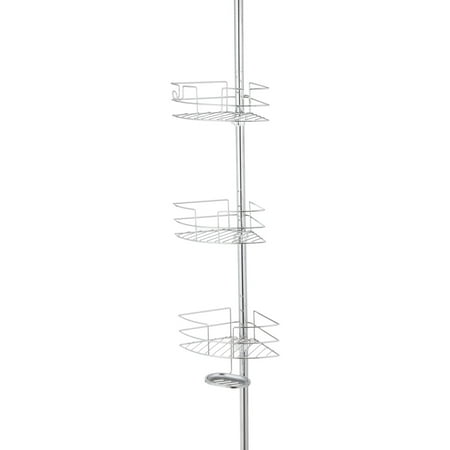 HomeZone 3 Tier Extension Pole Corner Shower Caddy with Shelves - Chrome