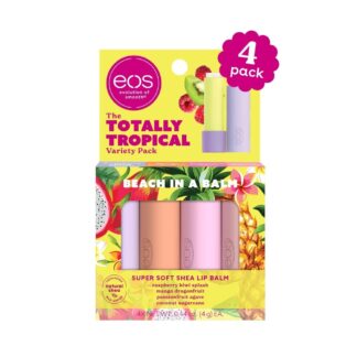 eos FlavorLab Super Soft Shea Lip Balm Sticks - Totally Tropical Variety Pack | Lip Moisturizer | 24 Hour Hydration | Gluten Free Lip Care| 4 Pack,Dragonfruit (B09V37JRYL)