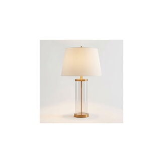 360 Lighting Coastal Table Lamp 26 High Glass Cylinder Gold Fillable White Drum Shade for Living Room Family Bedroom Bedside Nightstand