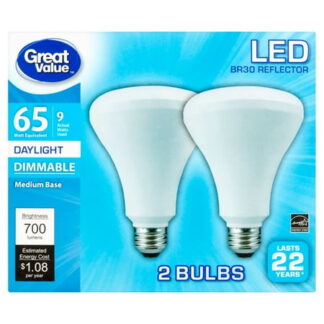 Great Value LED Light Bulbs 9W (65W Equivalent) Dimmable Daylight 2-Pack