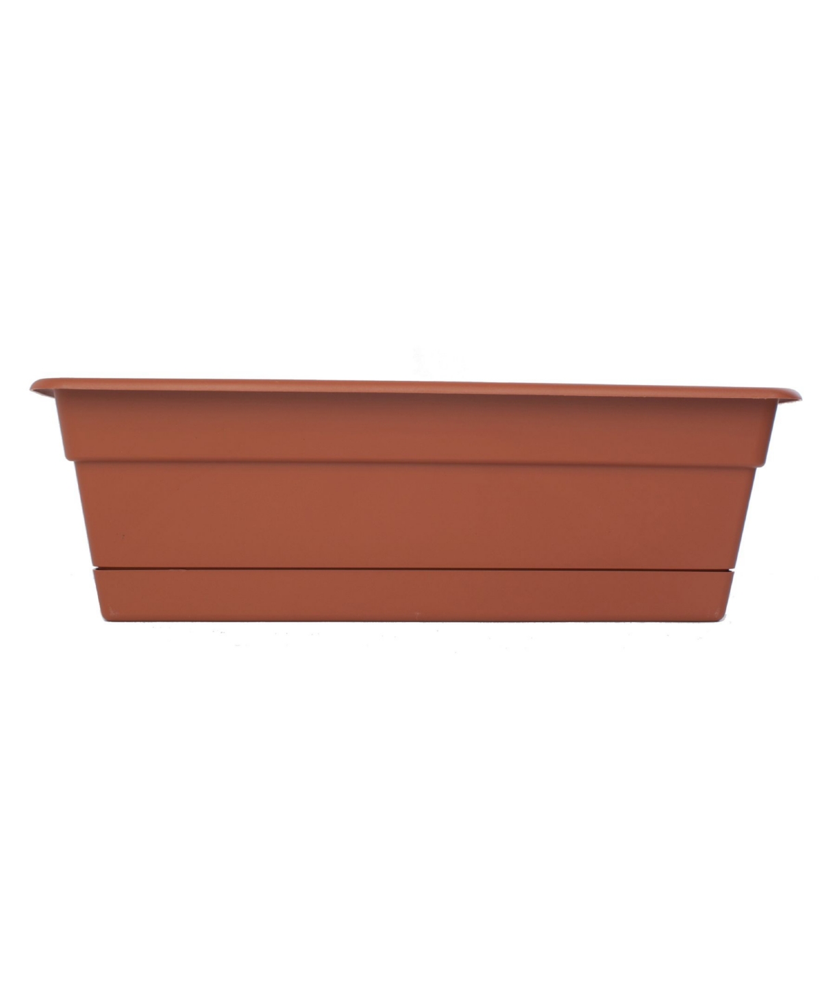 Bloem Dura Cotta 24 Plastic Window Box Planter with Saucer Tray: Indoor/Outdoor for Windowsill Ledge & Tabletop Terra Cotta
