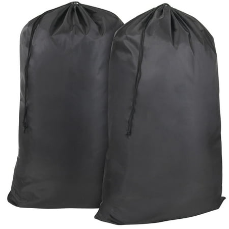 2 Pack of Extra Large Heavy Duty Washable and Reusable Unisex Solid Color Drawstring Laundry Bags for Storing Dirty Clothes at Home College Dorm Gym and Travel in Black