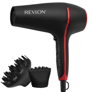 Revlon Smoothstay Coconut Oil-Infused Ceramic Hair Dryer with Diffuser Black