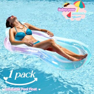 Inflatable Pool Float Lounger with Headrest, Floating Water Hammock