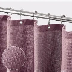 mDesign Waffle Weave Fabric Shower Curtain Mauve