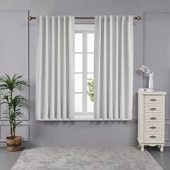 Deconovo Traditional Light Gray Solid Print Back Tab Blackout Curtains, 52" x 63" (2 Panels)