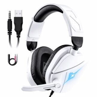 Gaming Headset with Noise Cancelling Mic, Xbox One & PS5 PS4, Stereo Sound, LED Light, Wired Over-Ear