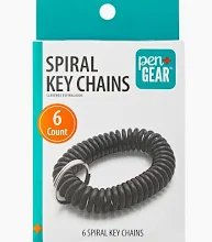 Pen+Gear Spiral Key Chains, Black, 6 Count