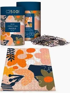 Abstract Floral Pink Sky Puzzle 500 Piece Cylinder Tube Gift Jigsaw Puzzle