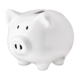 White Ceramic Piggy Bank, by Way To Celebrate