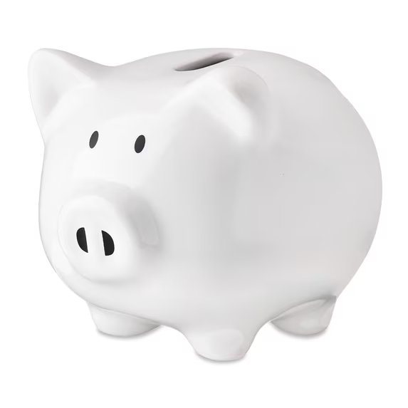 White Ceramic Piggy Bank, by Way To Celebrate
