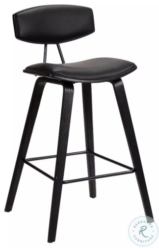 Fox Black Faux Leather 25" Counter Height Stool