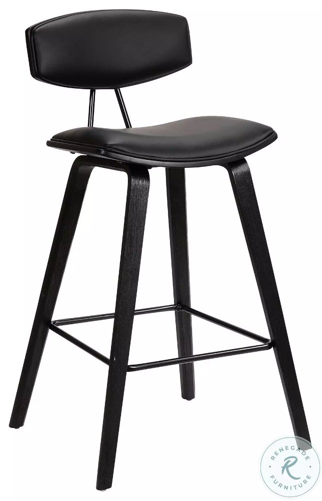 Fox Black Faux Leather 25" Counter Height Stool