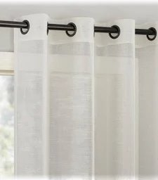 Elegant Natural Linen Sheer Curtain Panels, Energy Saving Privacy Protection Nickel Grommet Window Panels
