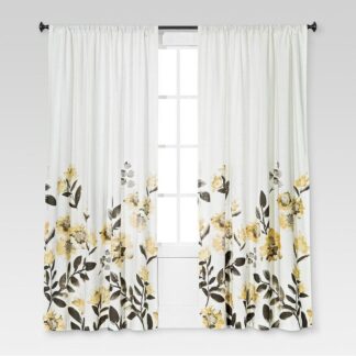 THRESHOLD Light Filter Rod Pocket Yellow Climbing Floral Curtain Panel