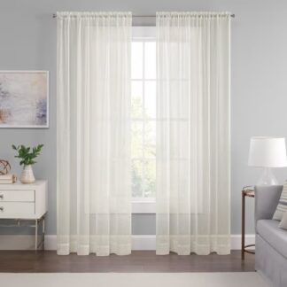 Window Sheer Curtains White Curtains Clear Curtains Basic Rod Pocket Panel for Kitchen Bedroom Children Living Room Yard(55" X 84", White)