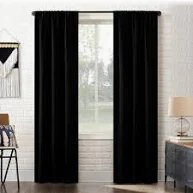 Sun Zero Bergen 1-Piece Theater Grade Extreme 100% Blackout Rod Pocket Curtain Panel  40 X84   Cream