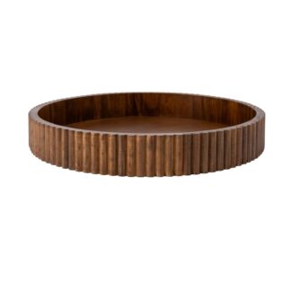 Better Homes & Gardens Ribbed Wood Decorative Tray, Walnut Finish, 16.4"