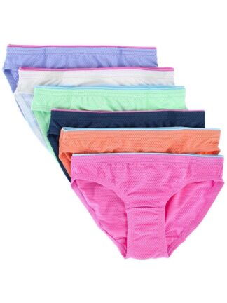 Fruit of the Loom Girls' Breathable Micro-Mesh Bikini Underwear, 6 Pack, Sizes 6-16