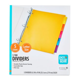 Pen+Gear 5-Tab Insert Dividers Bright 5 Count