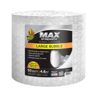 Duck Max Strength Large 5/16" Bubble Cushioning Wrap, 12" x 50'