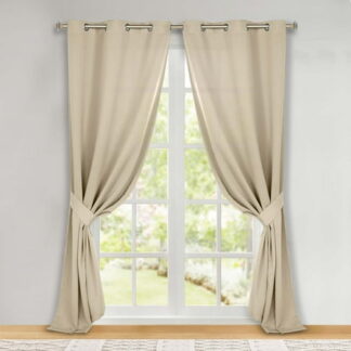 Superior Blackout Solid Light Filtering Grommet Curtain Panel Set 46 X 96 Ivory