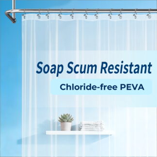 Yiannan Clear PEVA Shower Curtain Liner, Rustproof Grommets, Waterproof, 3 Magnets,71x72