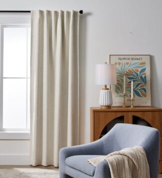 Better Homes & Gardens 100% Blackout Linen Blend Single Curtain, 50x84, Vanilla Dream