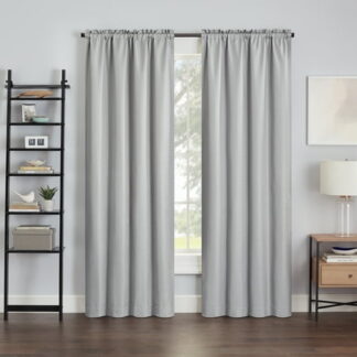Eclipse Samara Solid Blackout Curtains Single Curtain Panel 63 Inch Long Blackout Curtains 37 W x 63 L Light Grey