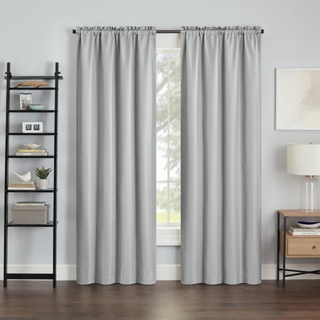 Eclipse Samara Solid Blackout Curtains Single Curtain Panel 63 Inch Long Blackout Curtains 37 W x 63 L Light Grey