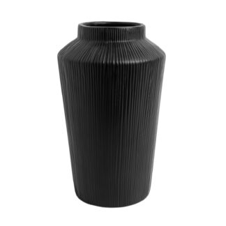 Better Homes & Gardens Angular Tall Black Ribbed Ceramic Decorative Vase, 10"