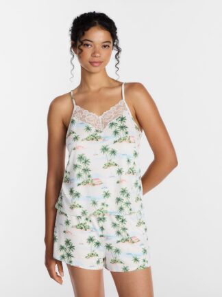 Joyspun Women’s Dreamy Soft Collection Lace Trim Knit Cami and Shorts Set, Sizes XS-3X