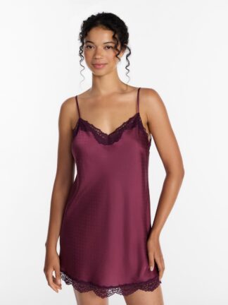 Joyspun Women’s Lace Trim Stretch Satin Chemise, Sizes S-3X