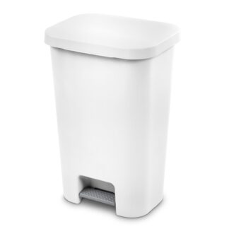Sterilite 11.9 Gallon Trash Can Plastic Step On Kitchen Trash Can White