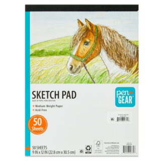 Pen+Gear Medium Weight Paper Sketch Pad  9 in x 12 in  50 Sheets