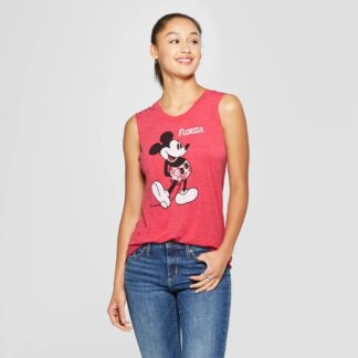 Women's Mickey Mouse Florida Graphic Tank Top - Awake Red XL