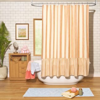 Beautiful Amber Yellow Mix & Match Stripe Shower Curtain by Drew Barrymore, 72" x 72"