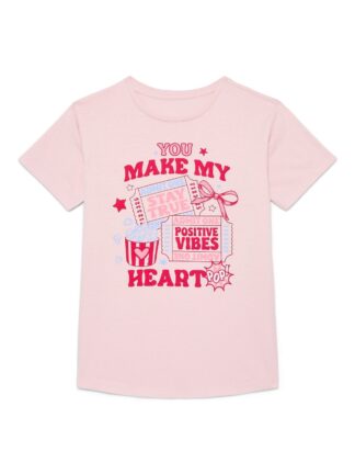 Wonder Nation Girls Delicate Paradise Graphic Tee with Short Sleeves, Sizes 4-18