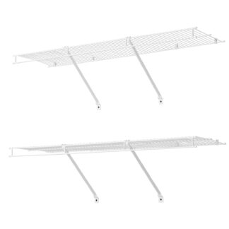 KFFKFF Wire Shelf Kit, 4 ft, Set of 2, Wall-Mounted Storage Shelves