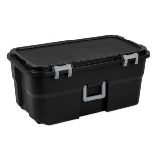 Sterilite 22 Gallon Large Wheeled Footlocker, Heavy Duty Plastic Storage Trunk Container