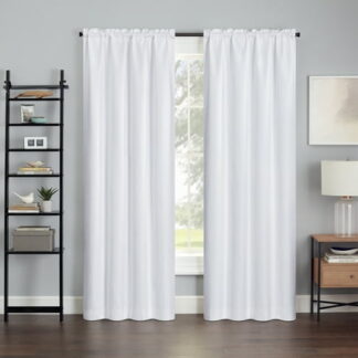 Eclipse Samara Solid Blackout Curtains  Single Curtain Panel  63 Inch Long Blackout Curtains  42  W x 63  L  White