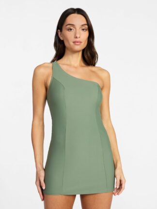 Time and Tru Women's One Shoulder Swim Dress, Sizes XS-3X